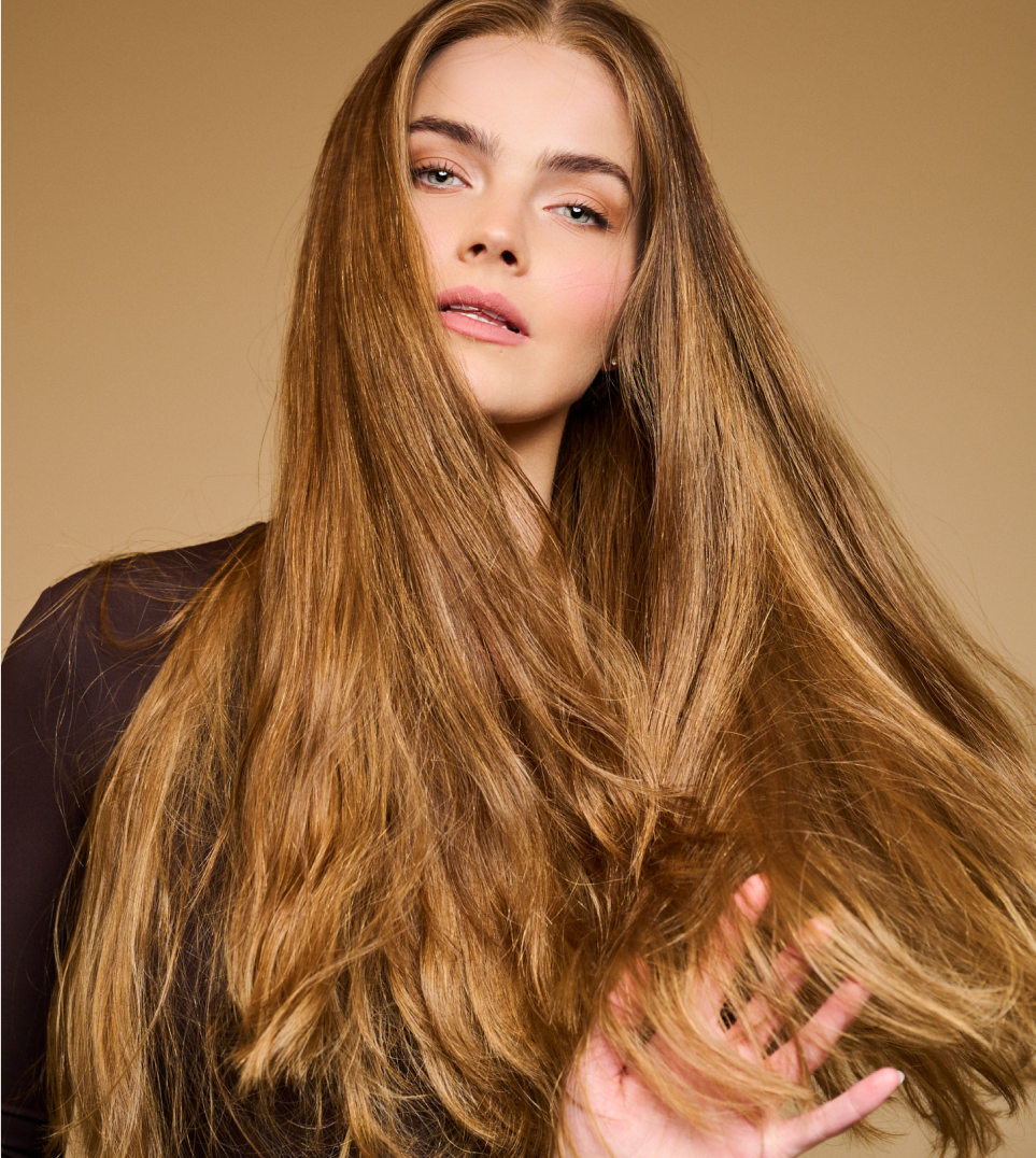 Woman with flowing hair